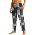 thumbnail image 2 of Dwelliawo Men's Plaid Pajama Pants Comfy Pj Pants Matching Pajama Bottoms Plaid Christmas Unisex Pajama Pants Cute Fuzzy Drawstring Sleepwear Gray M, 2 of 6
