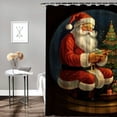thumbnail image 2 of Fenyluxe Santa Claus Christmas Tree Naive Art Print Shower Curtain Set with Hooks, Chic Modern Bathroom Decor 100% Polyester Fiber Background Curtain for Showers and Bathtubs 36x72, 2 of 7