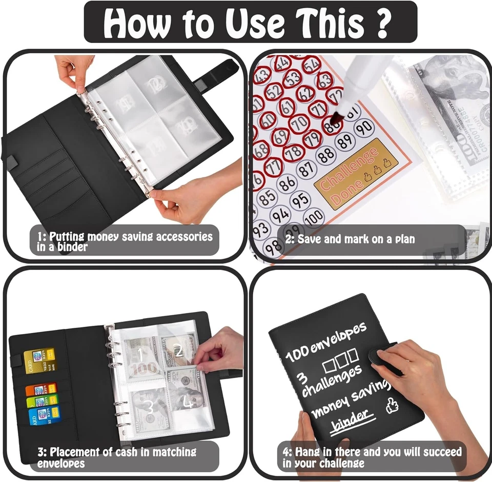 100 Envelopes Money Saving Challenge Binder, A5 Money Saving Challenges Book, Sa