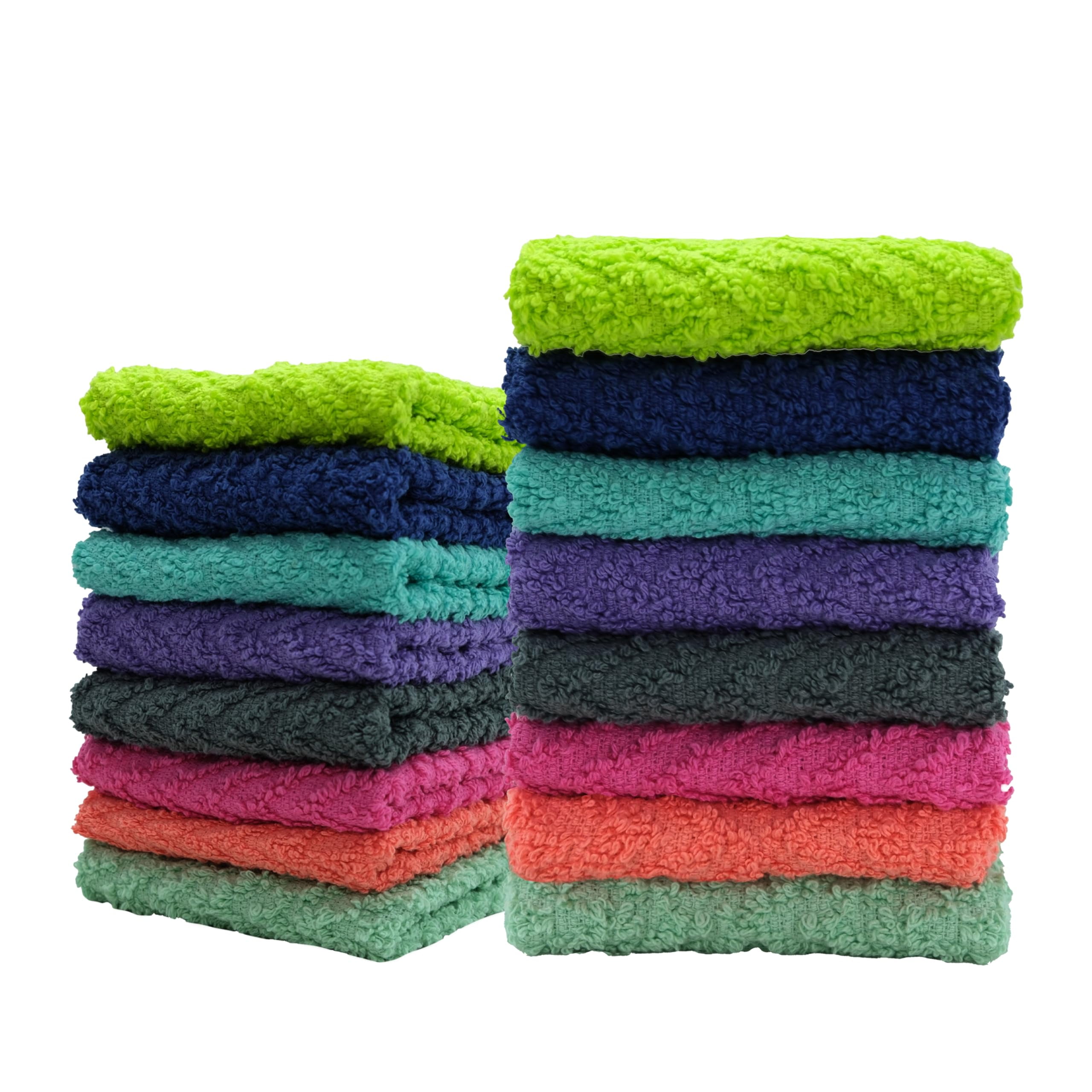 ZUPERIA ZigZag Multicolor Wash Cloths -32 Pack -12" x 12"- Highly Absorbent Soft Washcloths for Face, Gym Towels, Hotel Spa Quality, Reusable & Multipurpose Wash Cloth Towels