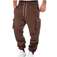 thumbnail image 5 of Mens Wide Leg Baggy Sweatpants Drawstring Waist Winter Cargo Joggers Loose Fit Athletic Jogging Pants With Flap Pockets, 5 of 8