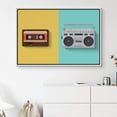 thumbnail image 3 of IDEA4WALL Framed Canvas Art Wall Decor Vintage Boombox and Cassette Tape Player in Yellow and Teal Background Music Media Illustrations Pop Art Modern for Dorm Home Office - 24"x36", 3 of 4
