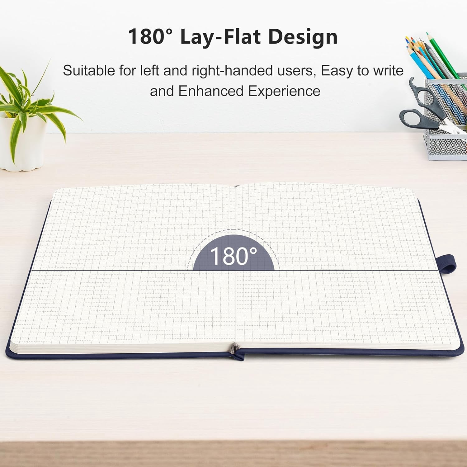 Graph Grid Paper Notebook, 2-Pack, 192 Pages per Pack, A5 Medium Size (5.7'' x 8.3''), Leather Hardcover, 100 GSM Thick Paper, for School, Students, Math, Engineering (Black & Navy Blue)