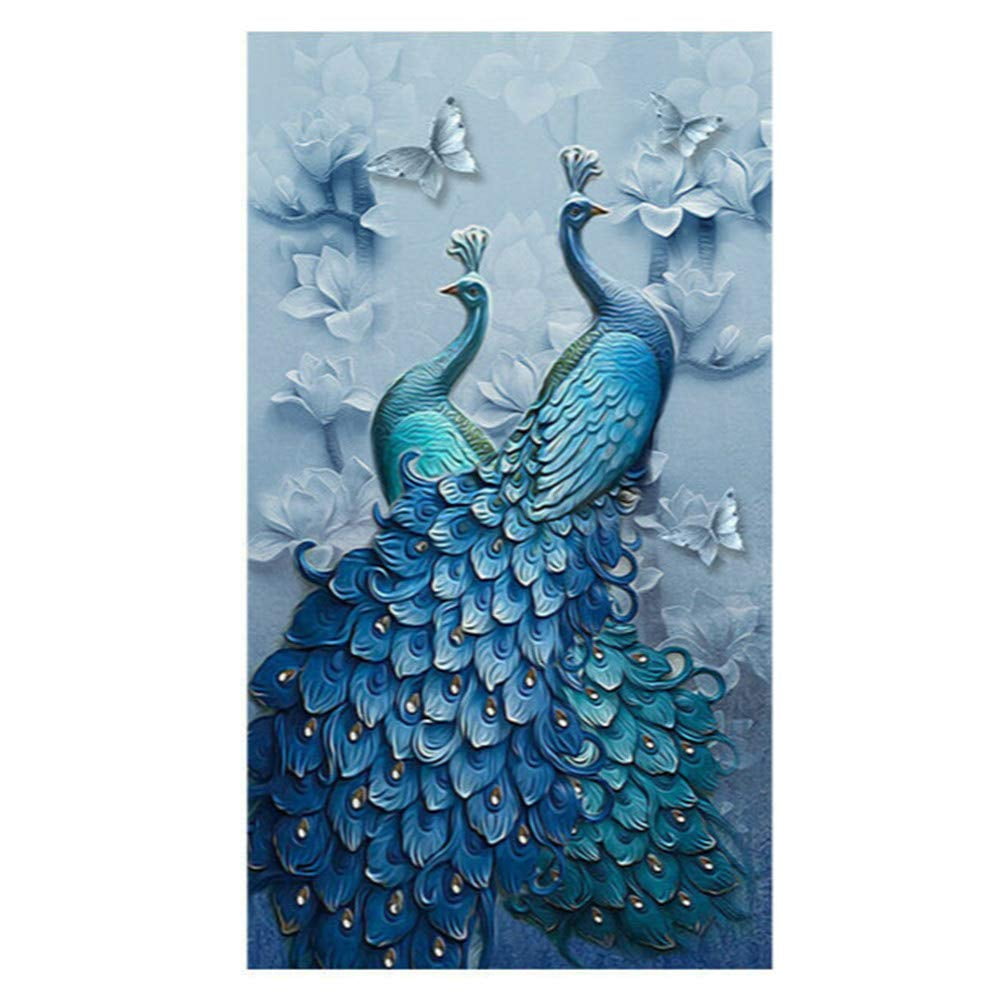 HAORUN 3D Peacock Static Cling Window Film Privacy Frosted Opaque Glass