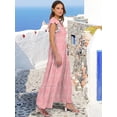 thumbnail image 4 of ANRABESS Womens Summer Casual Maxi Dress V Neck Ruffle Sleeve Long Dresses Fashion Flowy Tiered Boho Beach Vacation Sundress Pink Floral Small, 4 of 9