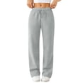 thumbnail image 2 of Nestiefly Women's Wide Leg Sweatpants Baggy Winter High Waisted pants | Soft, Yoga Pants, Gym Sports, Loose Fit, Comfortable Joggers 2026 Light Gray S, 2 of 7