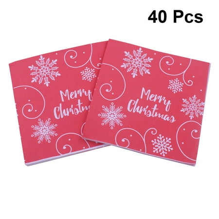 GOOHOCHY 40 Pcs Red Christmas Tissue Napkins for Party Cocktail and Holiday Paper Decor