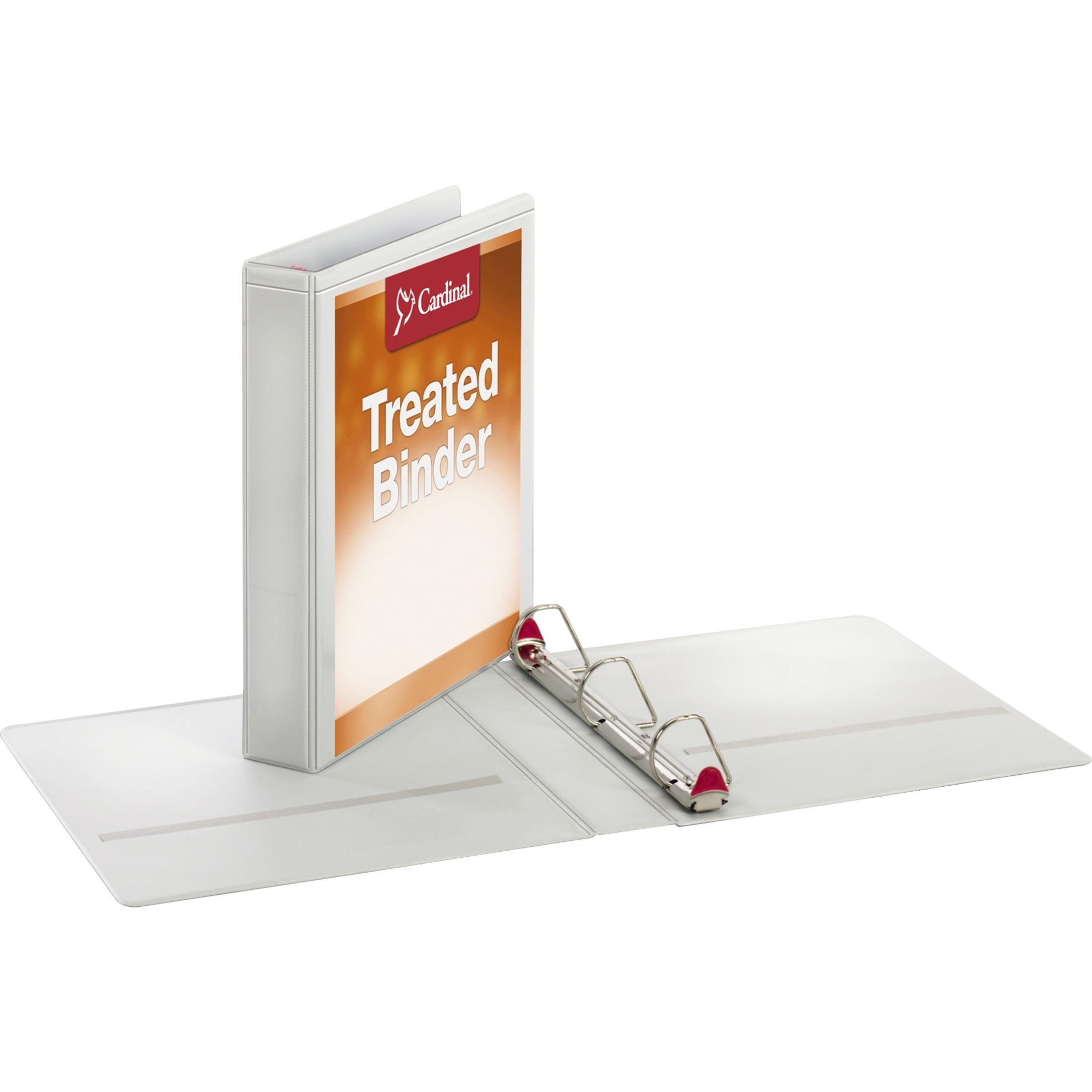 Cardinal Treated Binder ClearVue Locking Slant-D Ring Binder, 1.5' Cap, 11 x 8 1/2, White