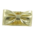 thumbnail image 3 of Pleather Gold Tone Bow Metallic Cuff Statement Bracelet Ladies Adult Female Women, 3 of 3
