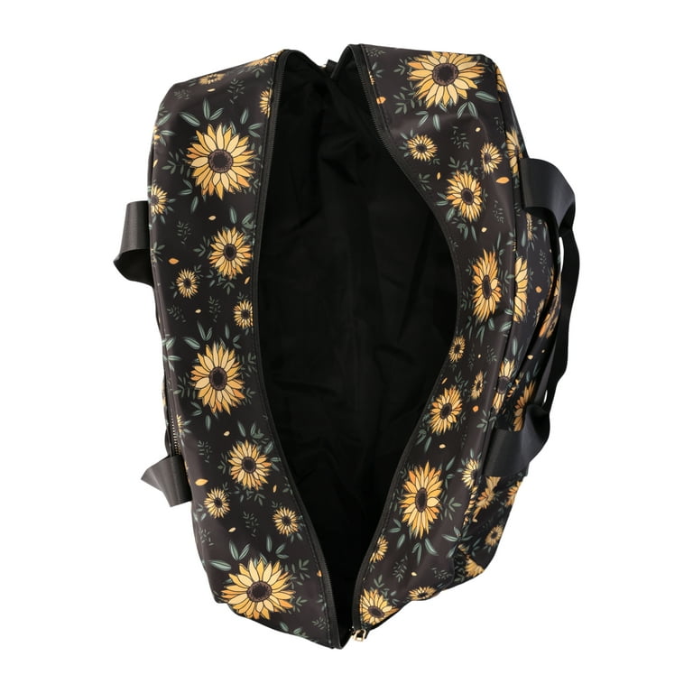 No Boundaries Women's Dome Weekender Bag, Black Sunflower