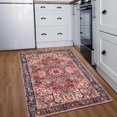 thumbnail image 3 of Indoor Entryway 2x3 Vintage Rug - Small Machine Washable Area Rug with Non-Slip Backing, Low Pile Throw Rugs for Door, Entrance, Kids Room, Bedside, Bedroom, Kitchen Brick Red 2ft x 3ft, 3 of 5