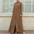 thumbnail image 4 of Dpytoraw Women's Muslim Style Stand Collar Zipper Loose Casual Dress Coffee L, 4 of 5