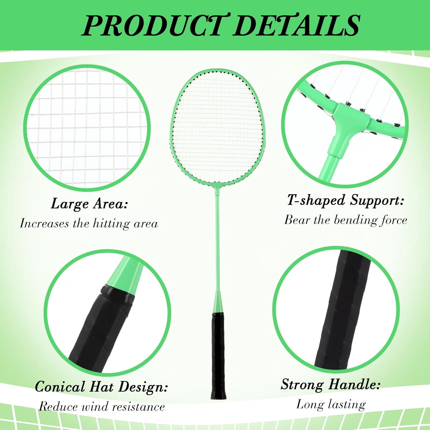 12 Pcs Badminton Rackets Bulk with 18 Nylon Badmintons, Shuttle Set for Beginners Advanced Player Backyard Gym Beach Outdoor