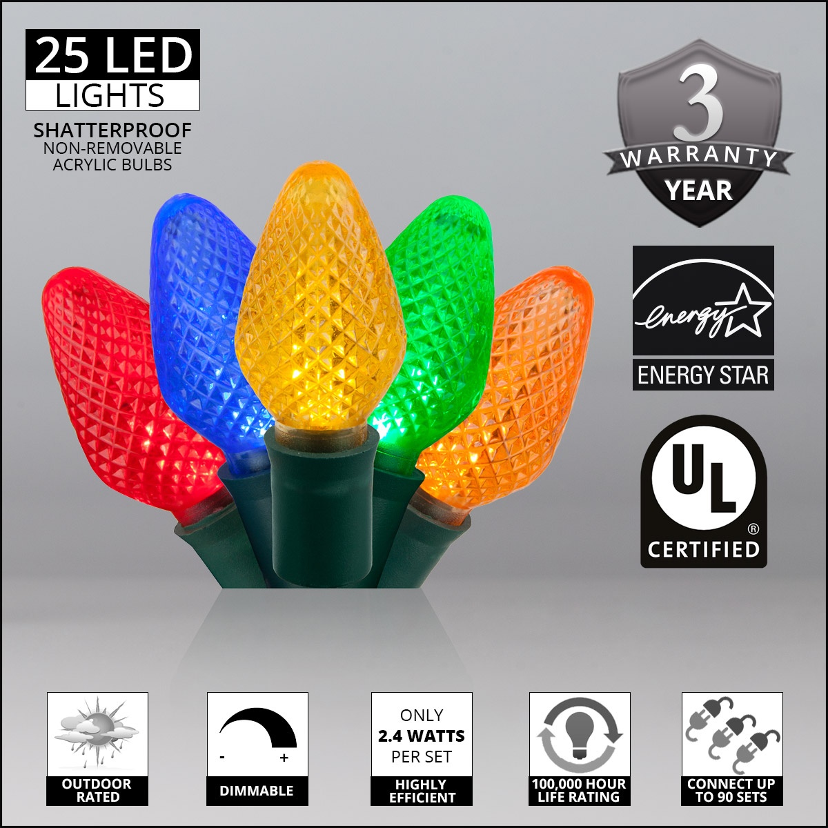 Wintergreen Lighting 25ct C7 LED Christmas Lights photo 3