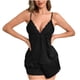thumbnail image 1 of Mujeres Seda Pijamas Conjunto Pantalones Cortos Encaje Casual Recorte, Pendiente Cuello en V Hielo Seda Dos Piezas de Ropa de Dormir, 1 of 6
