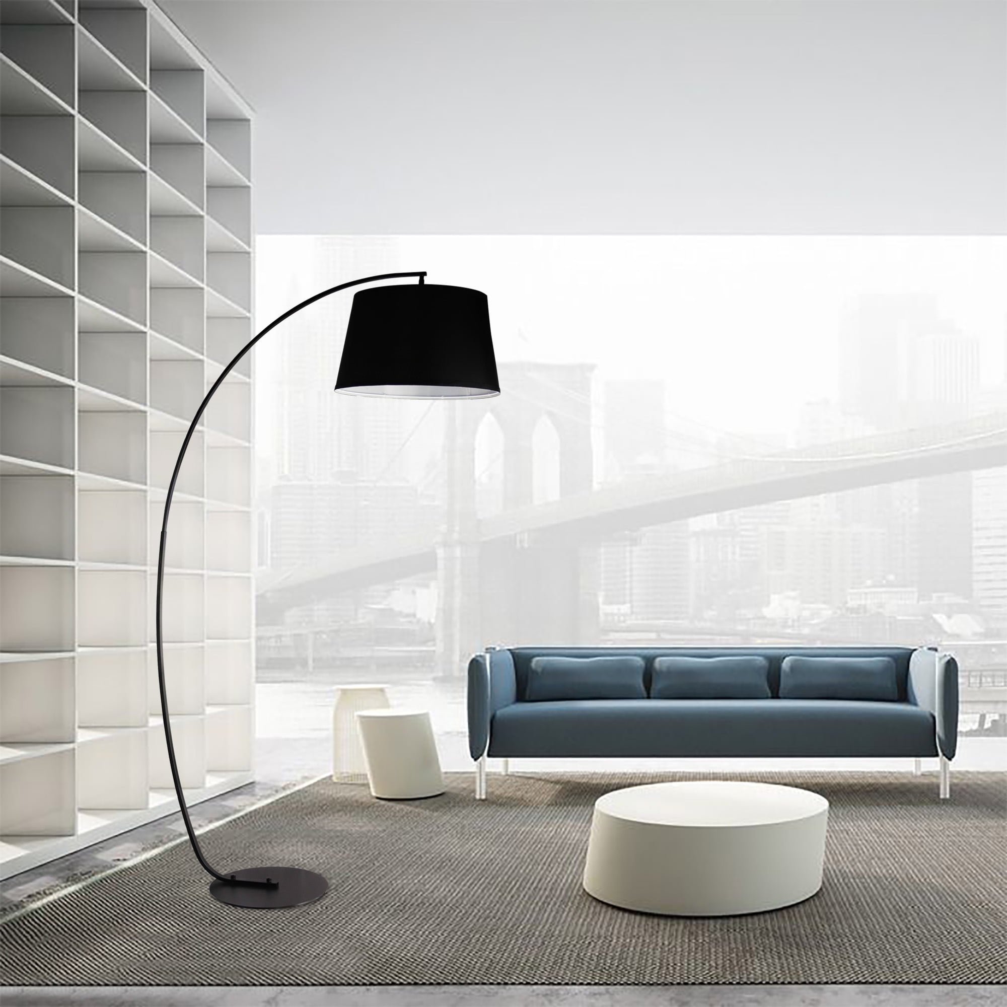 Abble Modern 75" Arched Floor Lamp for Living Room and Bedroom -Black