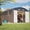 Brown-1, variant on LZBEITEM 10' x 12' Metal Outdoor Storage Shed with Floor Frame Kit, Tool Shed Heavy Duty with Window and Lockable Door for Garden Backyard, 10.24 psf, Brown