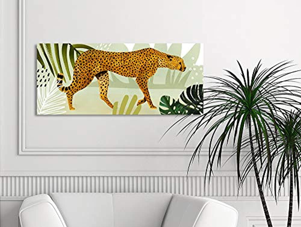The Stupell Home Decor Collection Blue and Green Cheetah Forest Tropical Watercolor Stretched Canvas Wall Art, 10 x 1.5 x 24