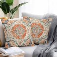 thumbnail image 2 of Orange Beige Boho Throw Pillow Covers 20x20 Inch Set of 2, Vintage Ethnic Abstract Art Floral Waterproof Outdoor Pillow Covers, Decorative Cushion Pillowcases for Couch, Sofa, Bed, Garden, Patio, 2 of 9