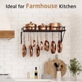 thumbnail image 2 of 30-Inch Oiled Bronze Pot Rack, Wall Mounted Hanging Pot and Pan Organizer with 12 Sturdy Hooks, Kitchen Wall Hanger Shelves Farmhouse Style, KUR215S75A-OB, 2 of 7