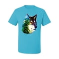 thumbnail image 2 of Earth Wolf Trees Mountains Nature Animal Lover Men's Graphic T-Shirt, Light Turquoise, Large, 2 of 3
