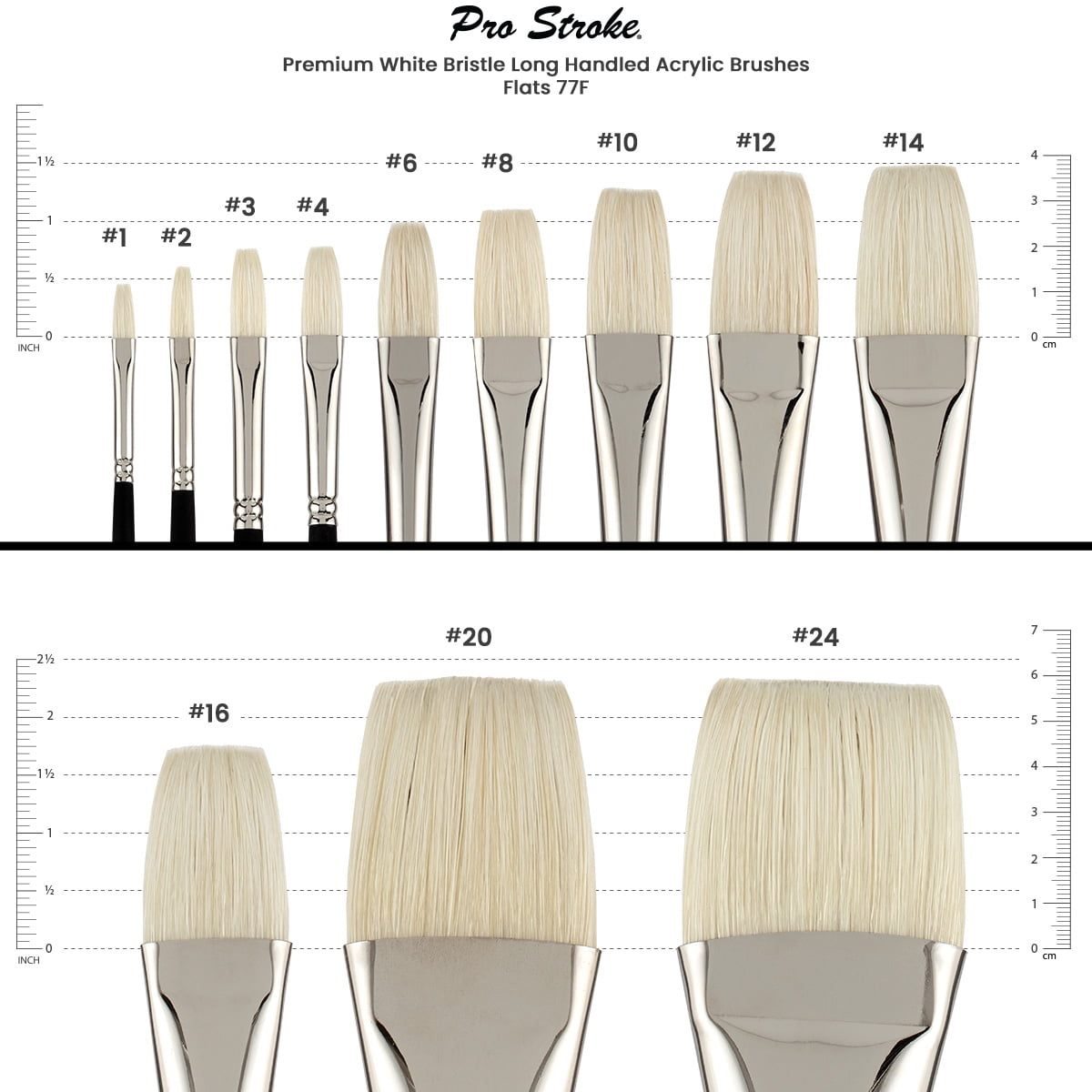 Creative Mark Pro Stroke Premium White Chungking Hog Bristle Artist Paint Brush - Flats Set of 5 - Natural Bristle Brush w/ Soft Touch Handle for Oils, Watercolors, Acrylics, Alkyds, Caseins