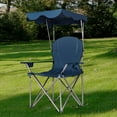 thumbnail image 3 of Costway Portable Folding Beach Canopy Chair W/ Cup Holders Bag Camping Hiking Outdoor Blue, 3 of 9