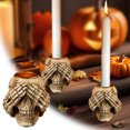 thumbnail image 2 of Halloween Skeleton Candlestick 3 Piece Set Decorative Resin Sculpture for Home Desktop Ornament Creating a Festive Atmosphere, 2 of 6