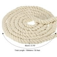 thumbnail image 2 of Uxcell Natural Twisted Cotton Rope 3 Strand Thick Cotton Rope Tug 0.79" x 49.21ft White, 2 of 7