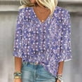 thumbnail image 2 of Quinlirra Womens Tops Clearance Women's Long Sleeve Summer V Neck Sexy Casual Tops Regular Printed Blouse Tops, 2 of 5