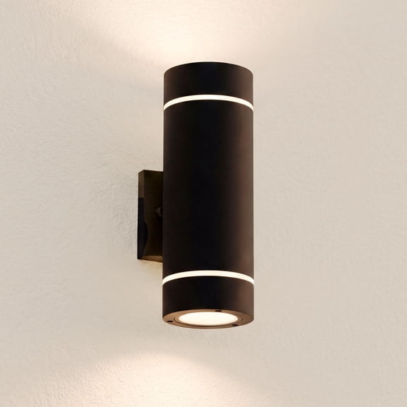 Possini Euro Design Wynnsboro 12" High Modern Outdoor Wall Light Fixture Mount Porch House Up and Down LED Bulb Black Aluminum