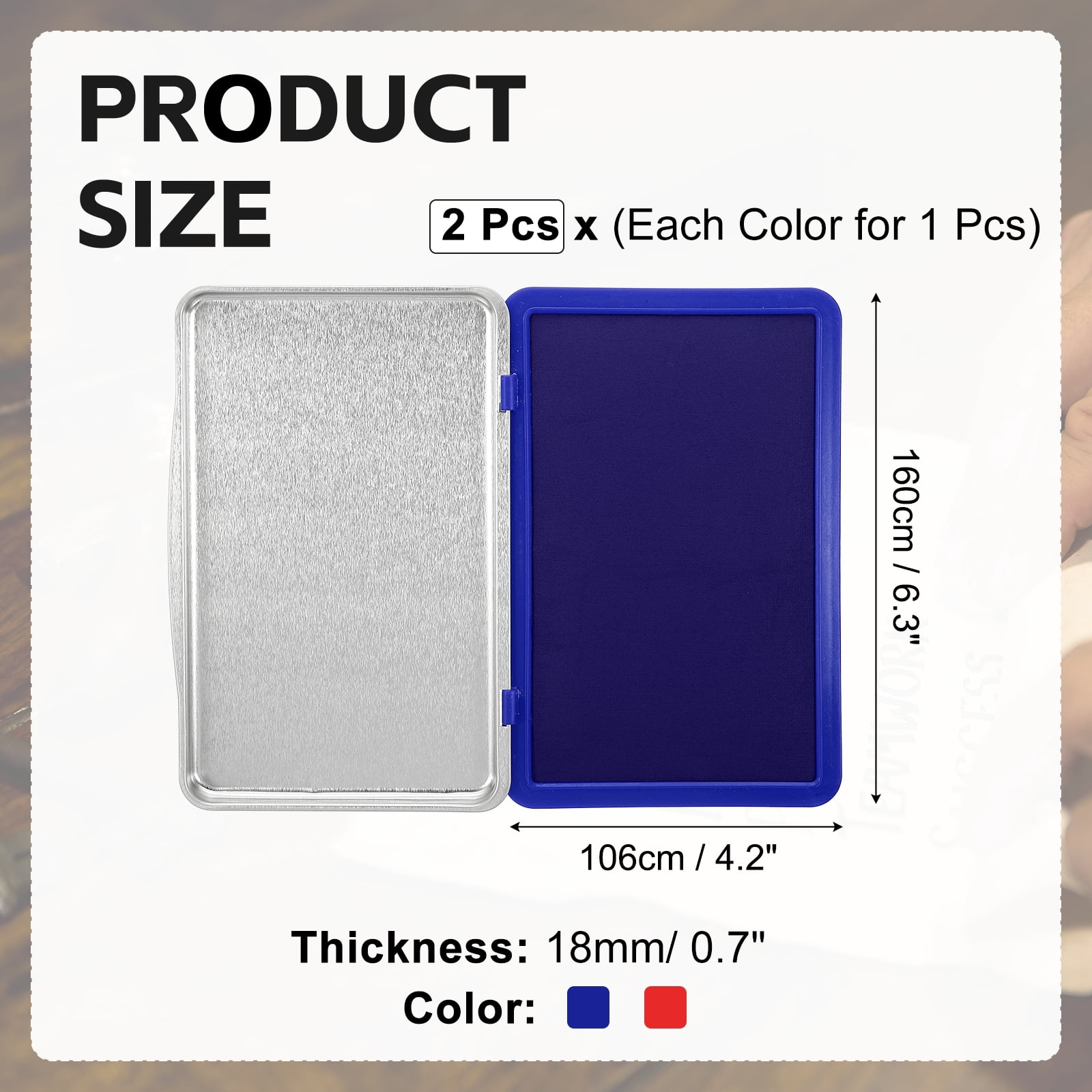 6x4 Inch Stamp Pad, 2Pcs Washable Craft Ink Pad, Waterproof Inkpad Clear Printing for Rubber Stamp, Card Making, Scrapbooking, Fingerprint, Handprint, Stamping, Red/Blue