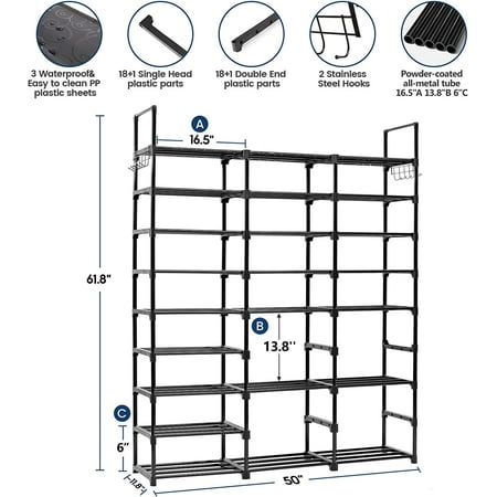 9-Tier Metal Shoe Rack