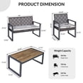 thumbnail image 6 of 4 Pieces Outdoor Wicker Conversation Set, All-Weather Rattan Patio Furniture Sets with Arm Chairs, Acacia Wood Tabletop and Cushions, Sectional Sofa Set for Backyard, Garden, Poolside, 6 of 7