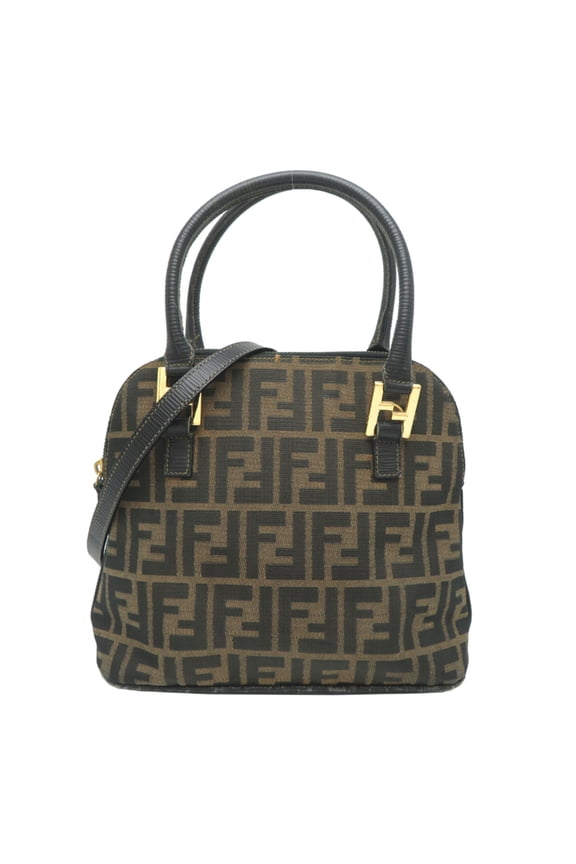 Pre-Owned Fendi Women's Handbag Tote Bag, Canvas, Zucca Pattern (Brown)