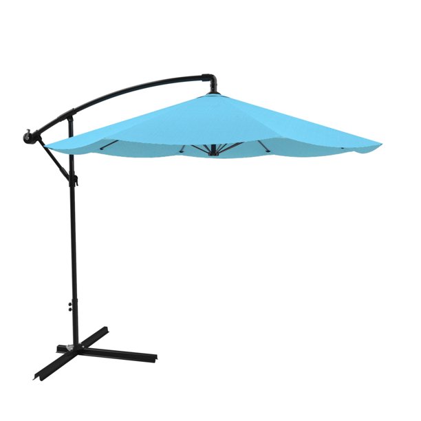 Trademark Global 10 Cantilever Patio Umbrella With Base Blue Walmart Com Walmart Com