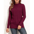 thumbnail image 4 of PrettyGuide Women's Tunic Sweater Cable Knit Mock Neck Pullover Long Sweater Tops, 4 of 5
