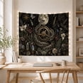 thumbnail image 5 of Coiled Snake Around a Compass Beneath the Full Moon, Mystical Fantasy for Reptile Fans, Dark Botanical Decor, Halloween Gift, Tapestry Wall Hanging for Bedroom and Study Room, 5 of 7