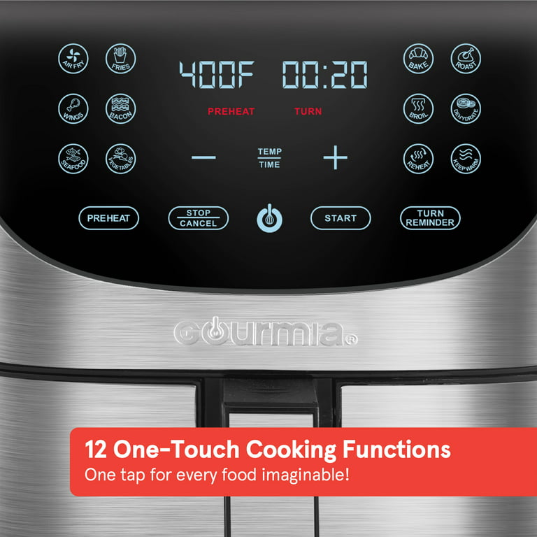 Gourmia 7 Qt Digital Air Fryer with Guided Cooking, Stainless Steel, 13.3  H, New 