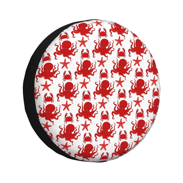 Fotbe Octopus Funda de Llanta de Repuesto con Estampado, Engrosada, Ajuste Universal para Jeep, Remolque, RV, SUV, Camión-17 inch