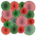 thumbnail image 1 of Abanico de papel colgante para fiesta de Navidad mifengda 18 unidades rojo y verde, 1 of 7