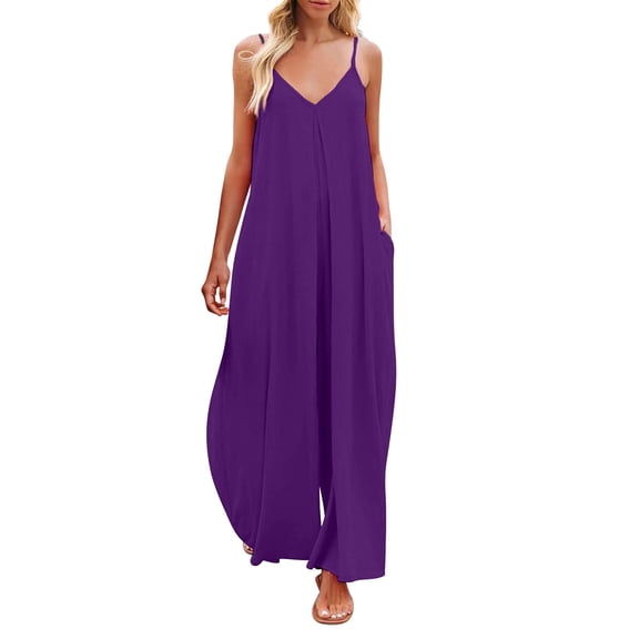 Vedolay Women'S Jumpsuits Women's Sleeveless Zipper Bodycon Party Club Long Rompers Jumpsuit,Purple M