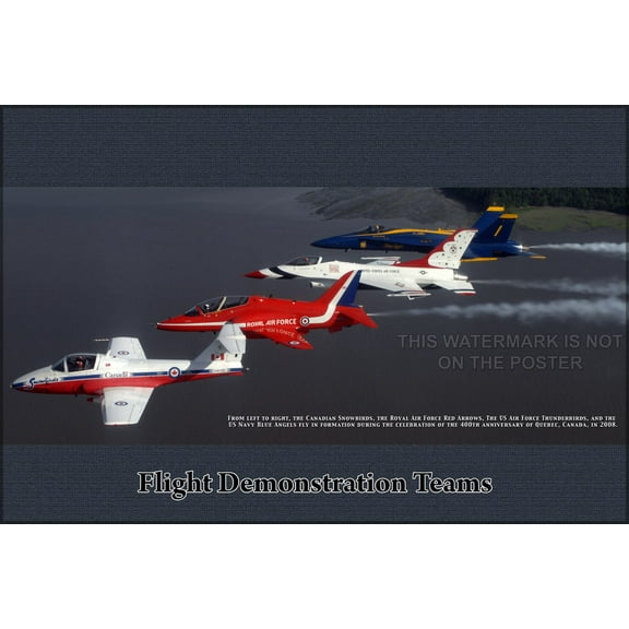 24"x36" Gallery Poster, thunderbirds, blue angels, raf red arrows, canadian snowbirds