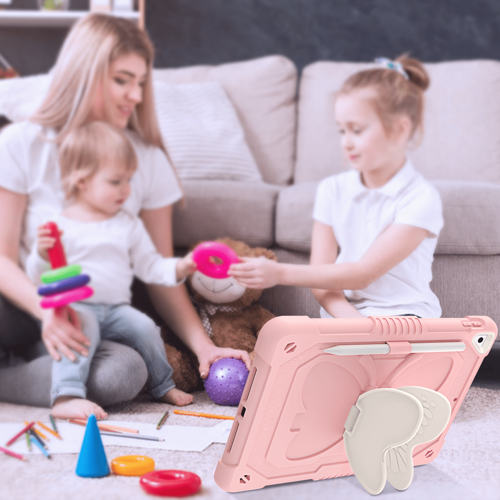 BENTOBEN Case for iPad 9th/8th/7th Gen with Butterfly Kickstand and Pencil Holder, 10.2" Pc Tpu Heavy Duty Hard Rugged Protective Cover for iPad 10.2 inch for Girls Women Kids