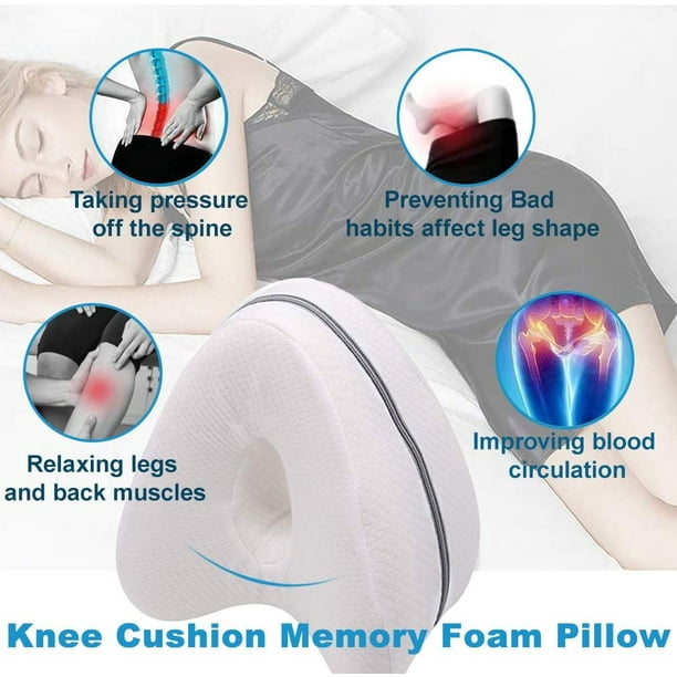 Oreiller de jambe, oreiller de jambe en mousse à mémoire de forme, oreiller  de soutien du genou pour dormir sur le côté blanc 