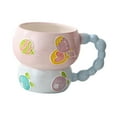 thumbnail image 3 of Taza de café de porcelana, taza de cereales, pintada a mano, dibujos animados, gran capacidad, desayuno Arándano, 3 of 9