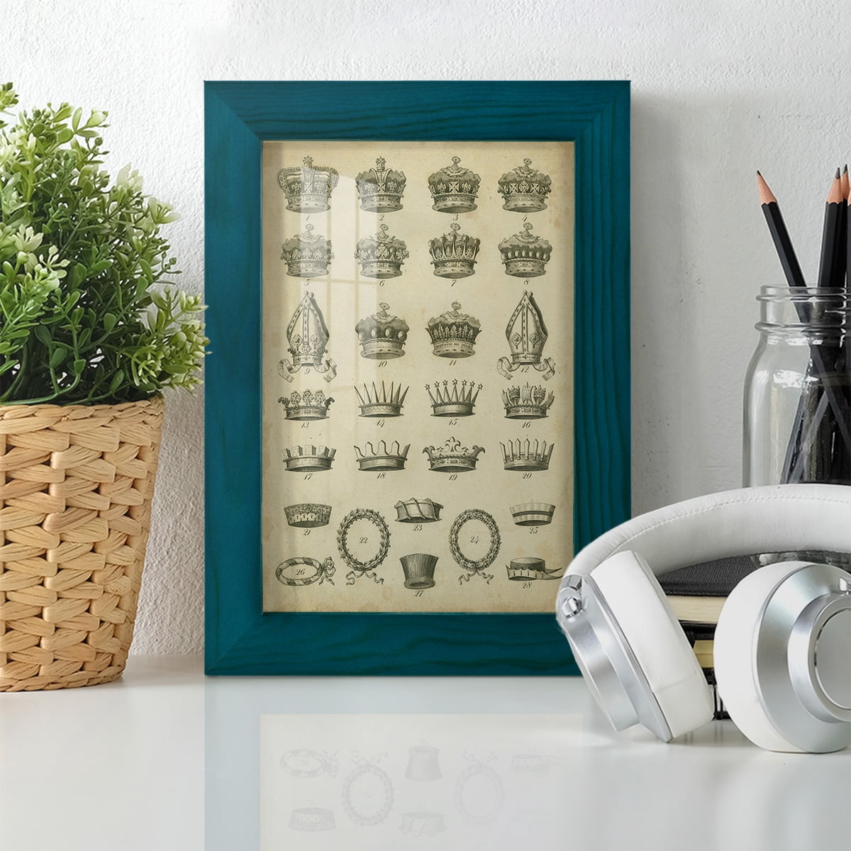 Heraldic Crowns & Coronets IV -Framed Print w/glass-Ocean Blue