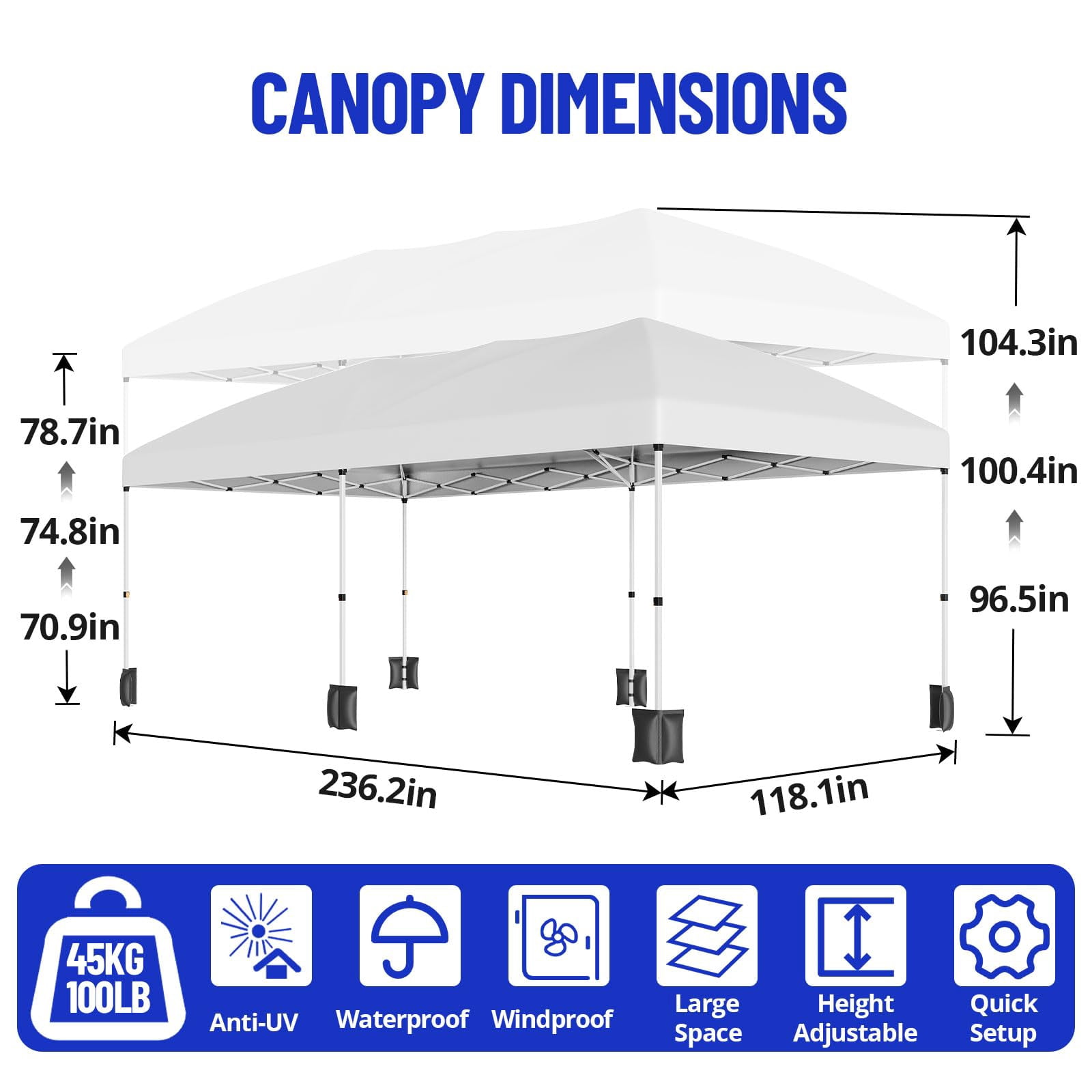 10x20 Pop Up Canopy with 6 Removable Sidewalls, Portable Enclosed Instant Tent, Waterproof Outdoor Tent, Beach Sun Shelter for Backyard Patio Garden, Easy Set Up