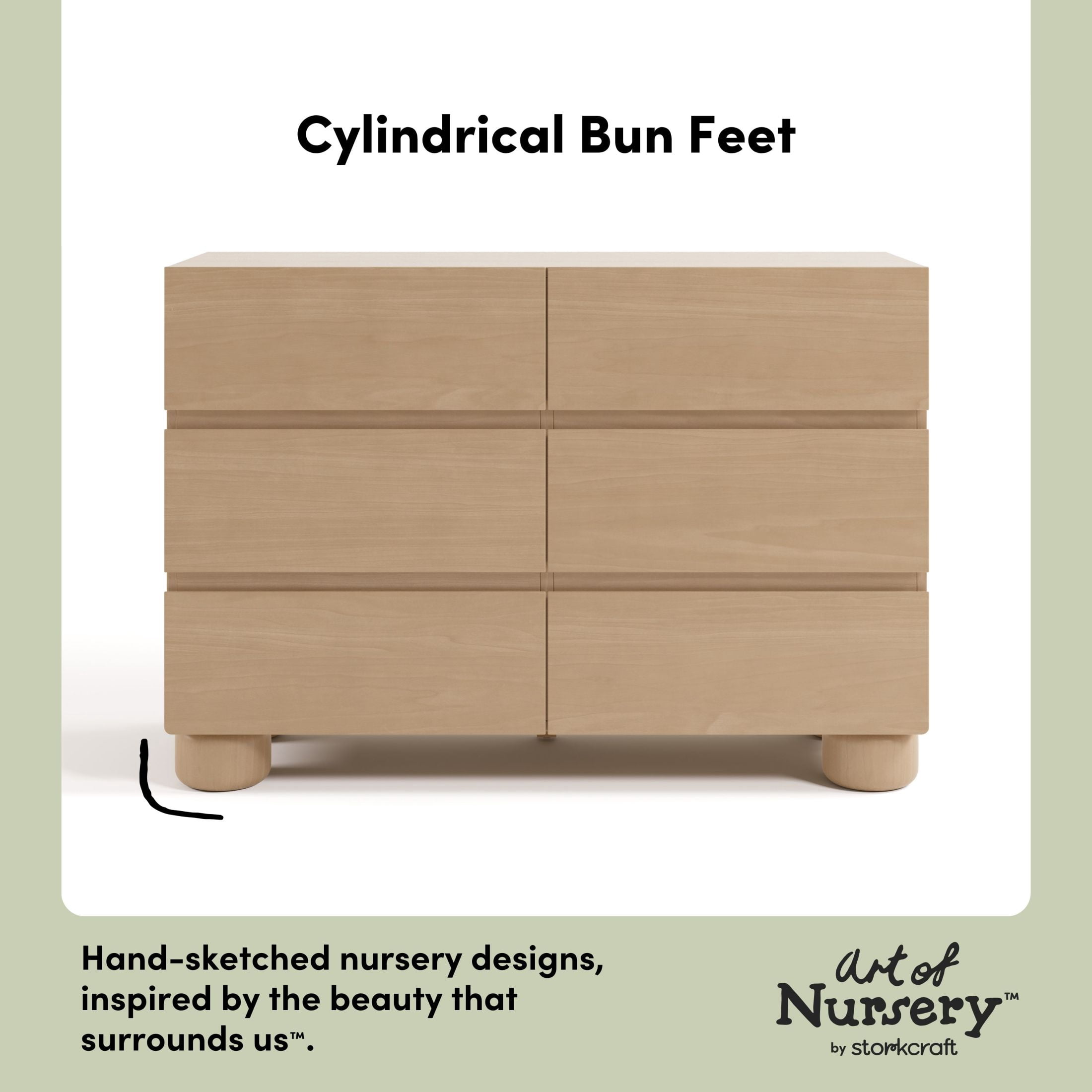 Art of Nursery by Storkcraft Sorrento 6 Drawer Dresser - Driftwood