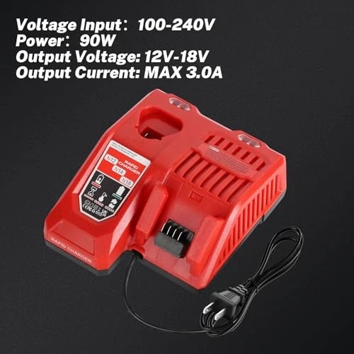M18 M12 Rapid Charger For Milwaukee 48-59-1812 M12-18C Li-Ion Battery 12V-18Volt